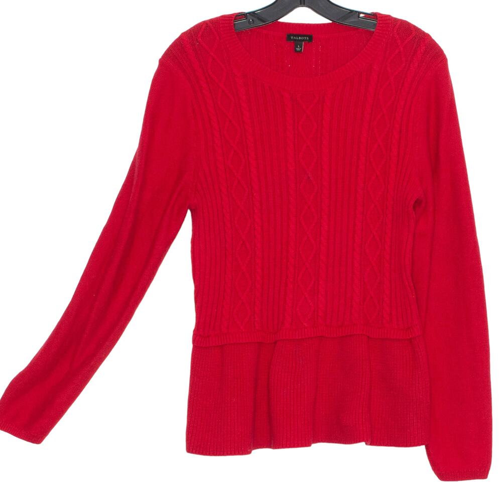 Talbots Sweater Cable Knit Minimalist Classic Cozy Preppy Holiday Red Size Small - Picture 5 of 5